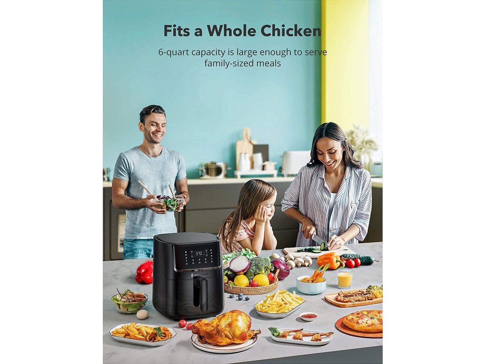TaoTronics Air Fryer, Φριτέζα Αέρος XL 5.7lt για Υγιεινό Μαγείρεμα, 1750W, Touch Control, 11 Preset Menus & Recipes - TT-AF001