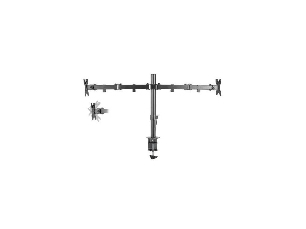 Nordic Dual Arm Desk Mount with Clamp, Stand for 2 Screens 13 ”-32”, up to 14kg - GAME-N1000