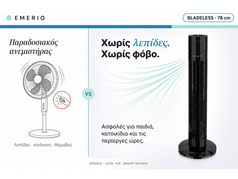 Emerio Tower Fan,78cm, Black