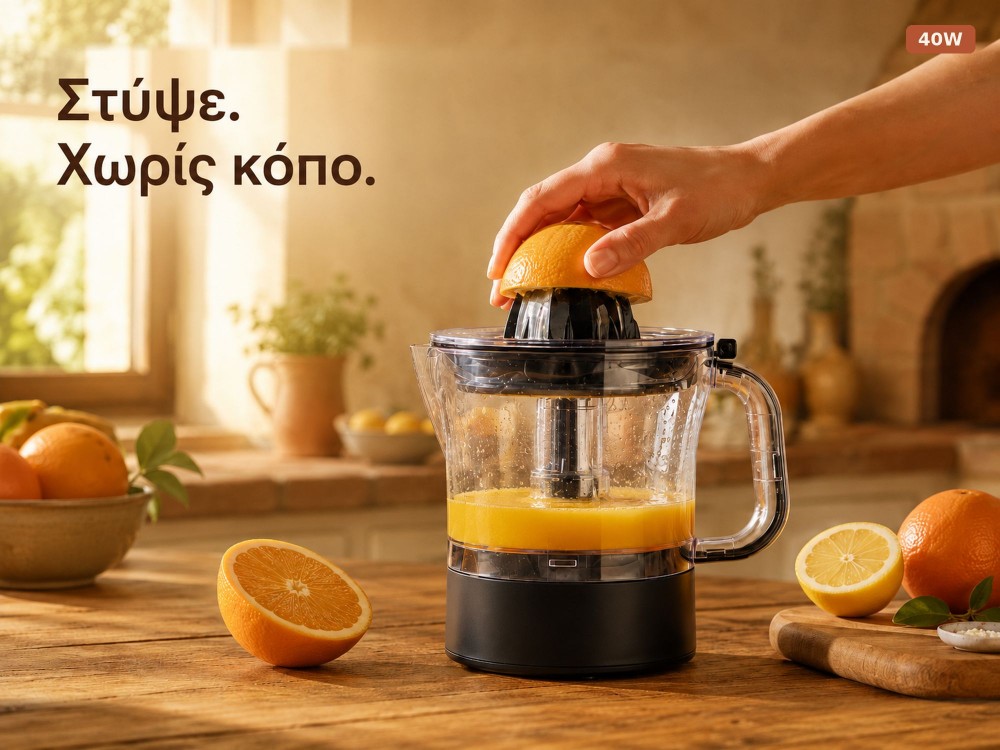 Emerio Citrus Juicer, Ηλεκτρικός Στίφτης 700ml, 40W με Κώνους για Πορτοκάλι & Λάιμ, Black