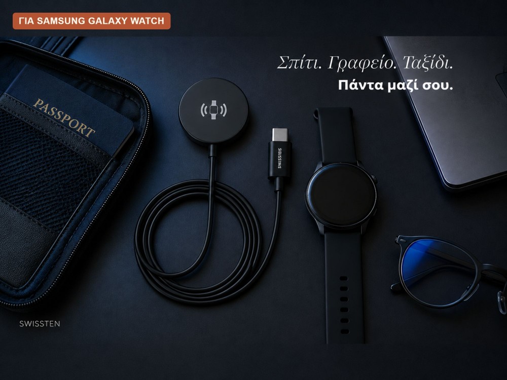 Swissten Wireless Magnetic Charging Cable, Καλώδιο Φόρτισης για Samsung Galaxy Watch με USB-C