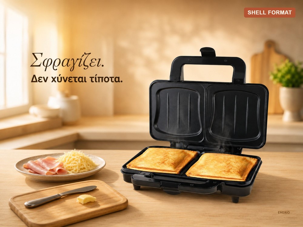 Emerio ST-109562.17 Toaster for 2 Toasts 900W - XXL Sandwich Toaster, Non-stick Griddle, Black
