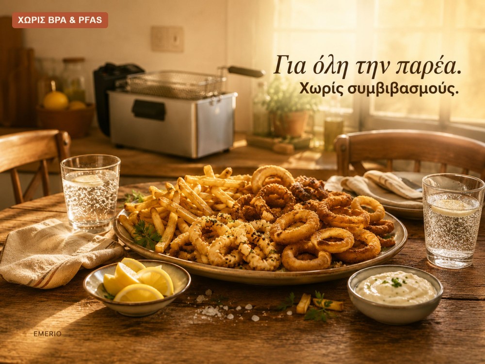 Emerio Stainless Steel Oil Fryer BPA & PFAS free, with Detachable Bucket 3lt &Cap, Silver