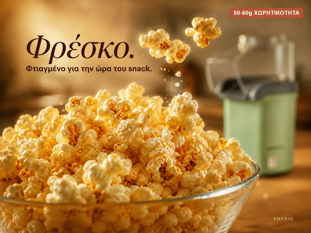 Emerio Popcorn Maker, Hot Air Popcorn Machine for Healthy Snacks, Green