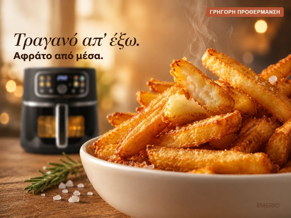 Emerio Air Fryer, XL 5.7lt Air Fryer for Healthy Cooking, PFAS-Free, Color Display + Viewing Window