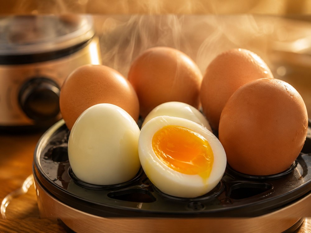 Emerio Egg Boiler, 7 Egg Boiler 400W BPA free, with 3 Boiling Levels & Voice Alerts, Inox
