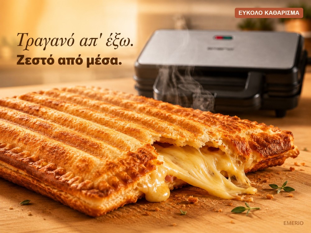 Emerio ST-109562.17 Toaster for 2 Toasts 900W - XXL Sandwich Toaster, Non-stick Griddle, Black