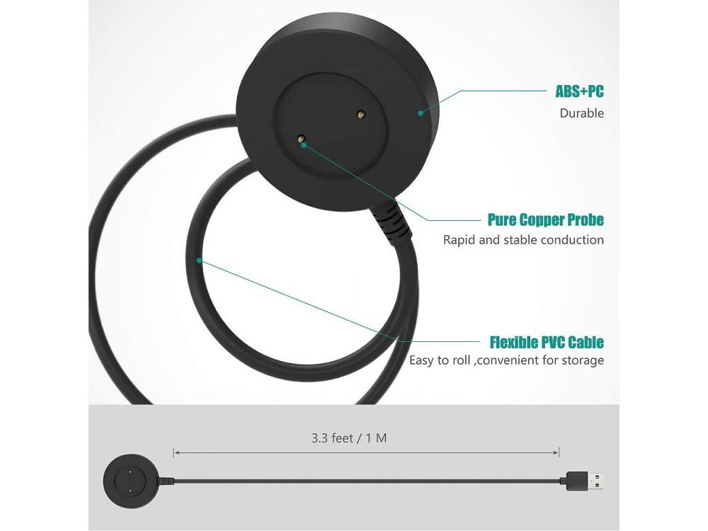 TUSITA Charging Cable Compatible with Huawei Watch Classic Sport/GT/GT2/GT 2e/Magic 2/Dream/GS Pro 1m, Black