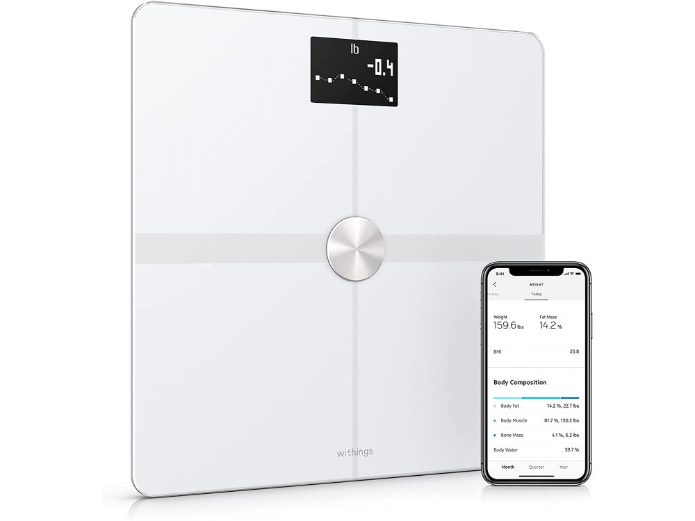 Withings Body +, Smart Scale, Fat Meter, Body Mass Index with Fitness APP via Bluetooth & WiFi, White - WBS05-WHT