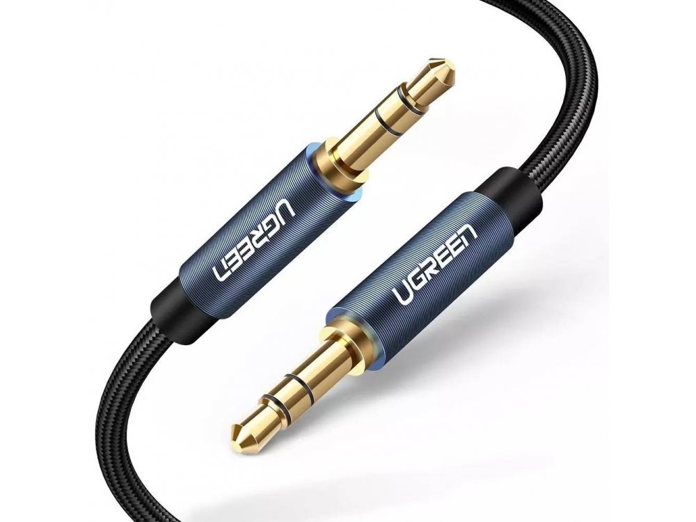 Ugreen Audio AUX Cable, 5m. Gilded with Nylon Weave 3.5mm, Blue - 10689