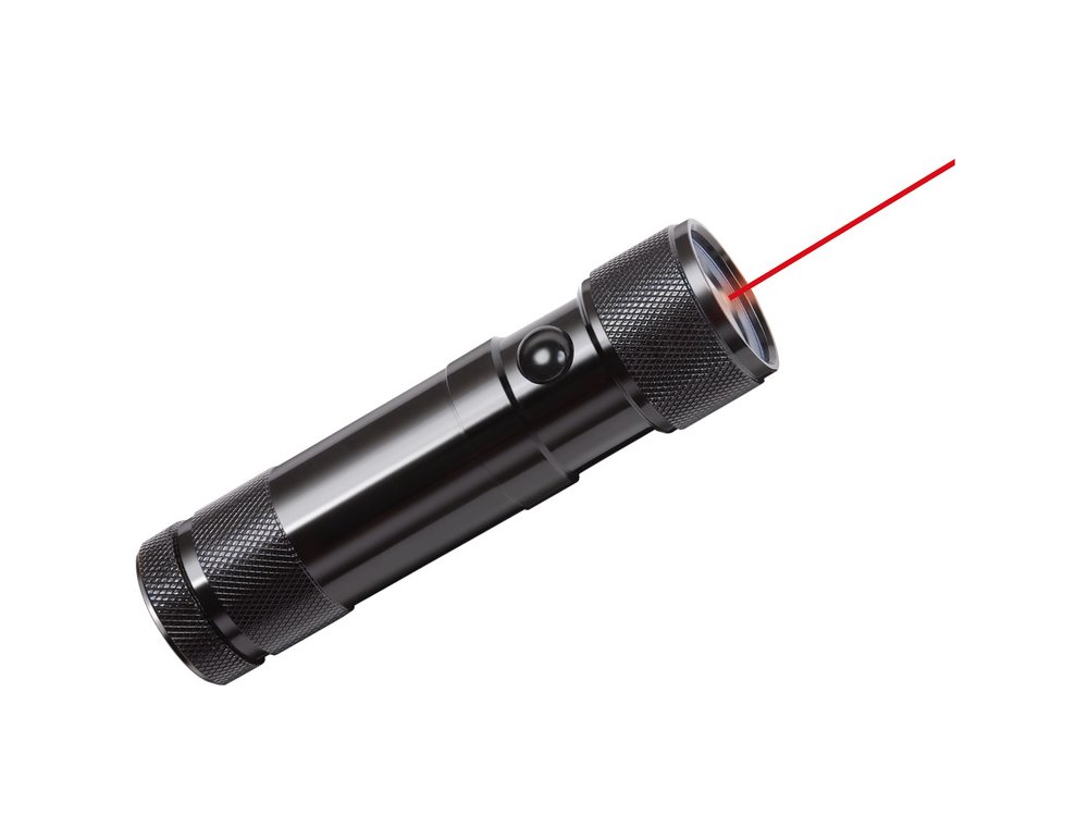 Brennenstuhl Eco-LED Laser Light, Φακός 2 Λειτουργιών, Δέσμης Laser & 8xLED 45 Lumens, Μεταλλική Κατασκευή, Μαύρος