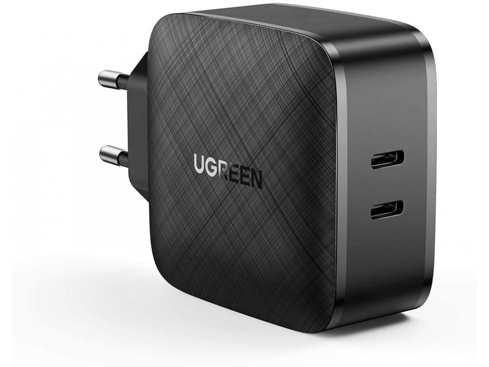 Ugreen 2-Port PD Fast Charger, 65W 2-port socket charger with Power Delivery, PPS, Quick Charge 4.0, FCP, AFC - 70867