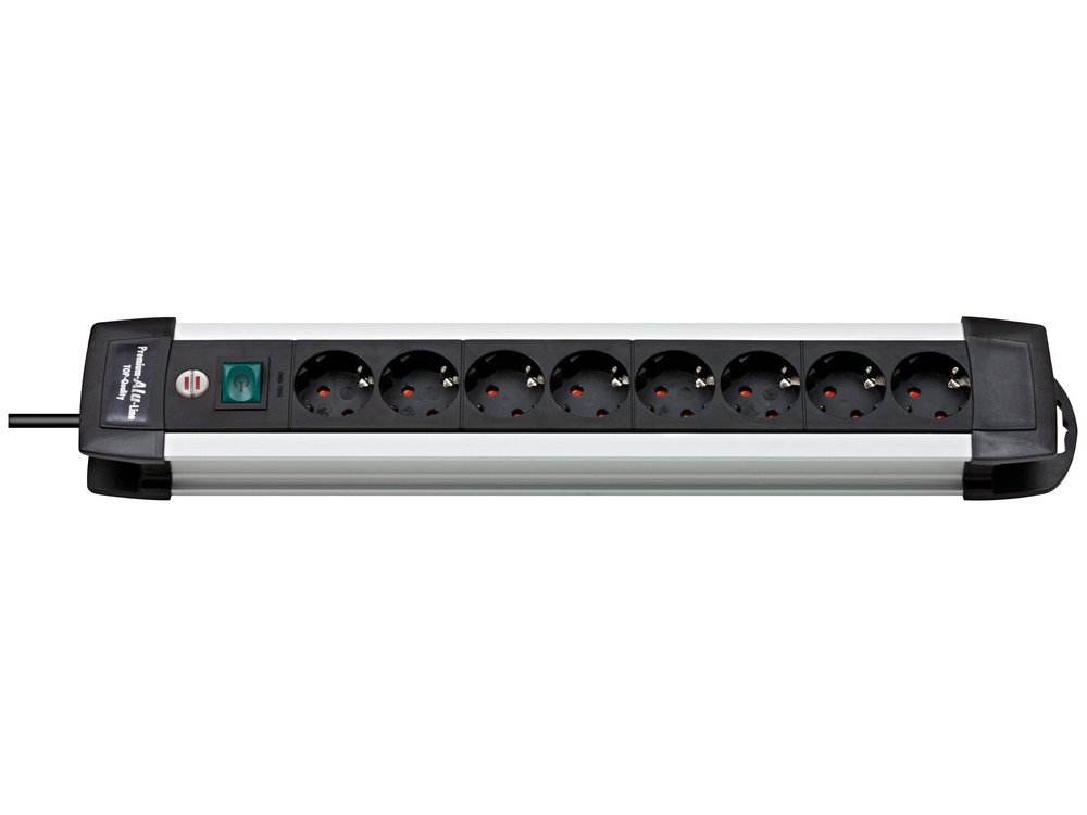 Brennenstuhl Premium-Alu 8-outlet Extension socket, Πολύπριζο με Διακόπτη & 3M Καλώδιο, Μαύρο