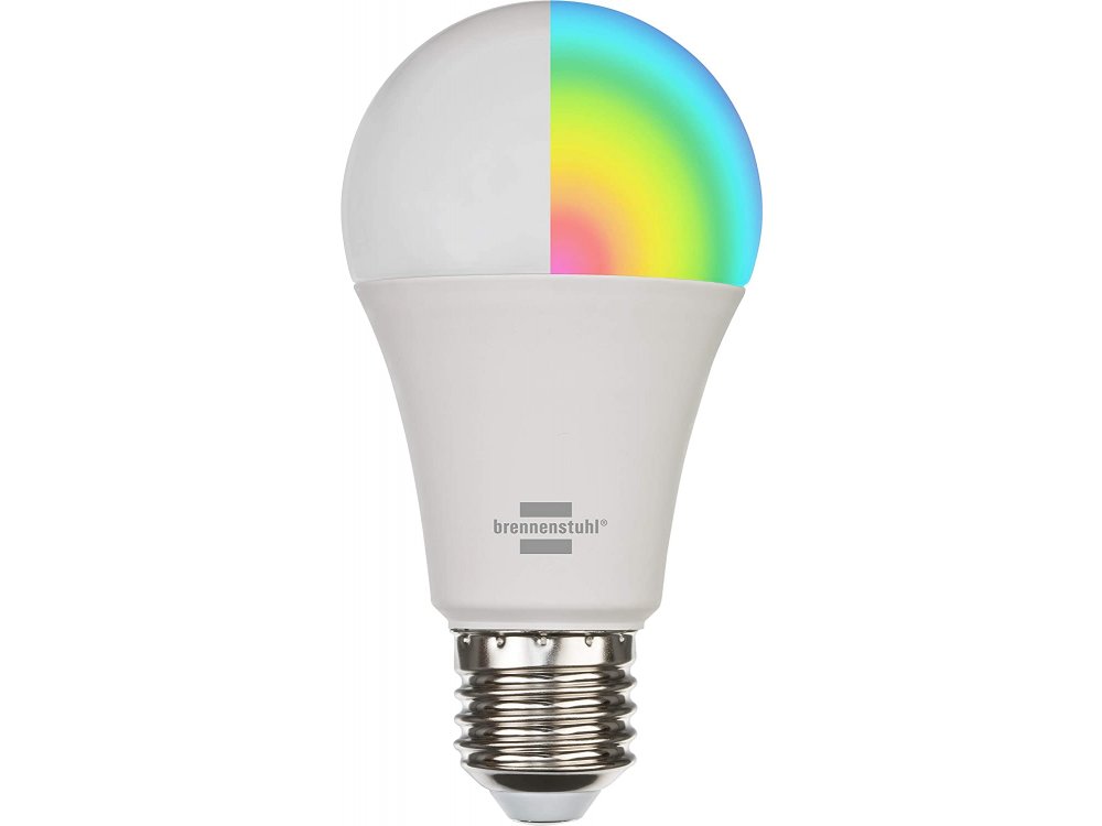 Brennenstuhl Connect Smart WiFi LED lamp, White & RGB 9W E27 (No Hub needed), 800 lm