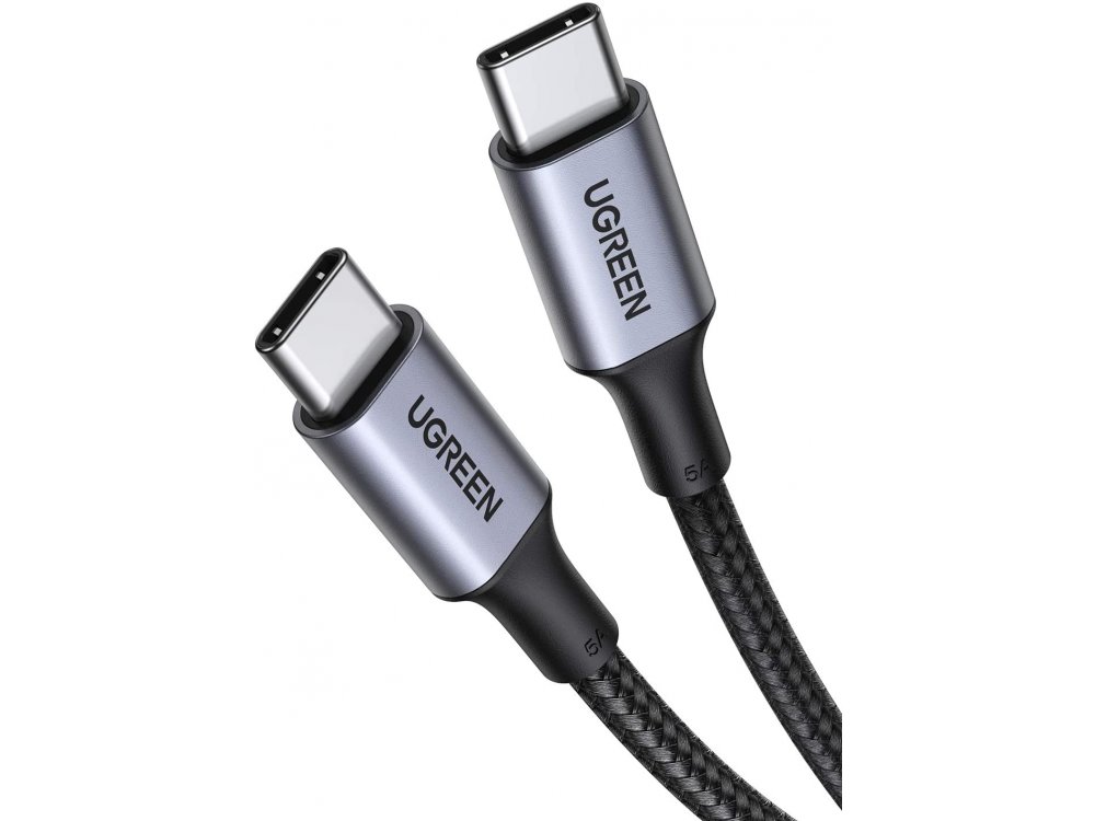 Ugreen USB-C σε USB-C Καλώδιο 2μ. με Νάυλον ύφανση και Επαφές Αλουμινίου Υποστήριξη PD3.0/QC4.0/FCP & 5A / 100W - 70429, Μαύρο