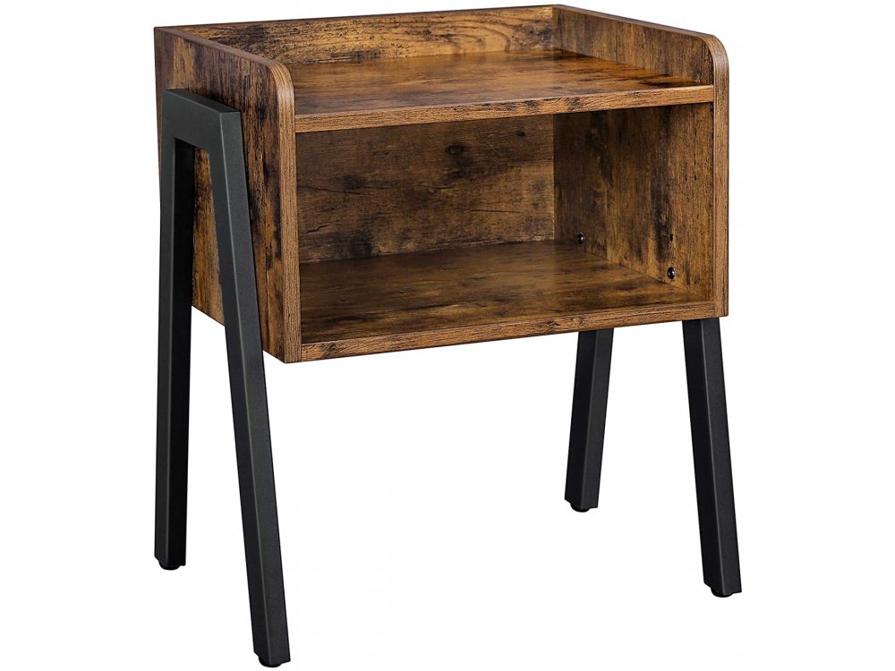 VASAGLE Side Table, Nightstand, Side Table / Bedside Table with Brown Surface in Rustic Style 42 x 35 x 52cm - LET54X