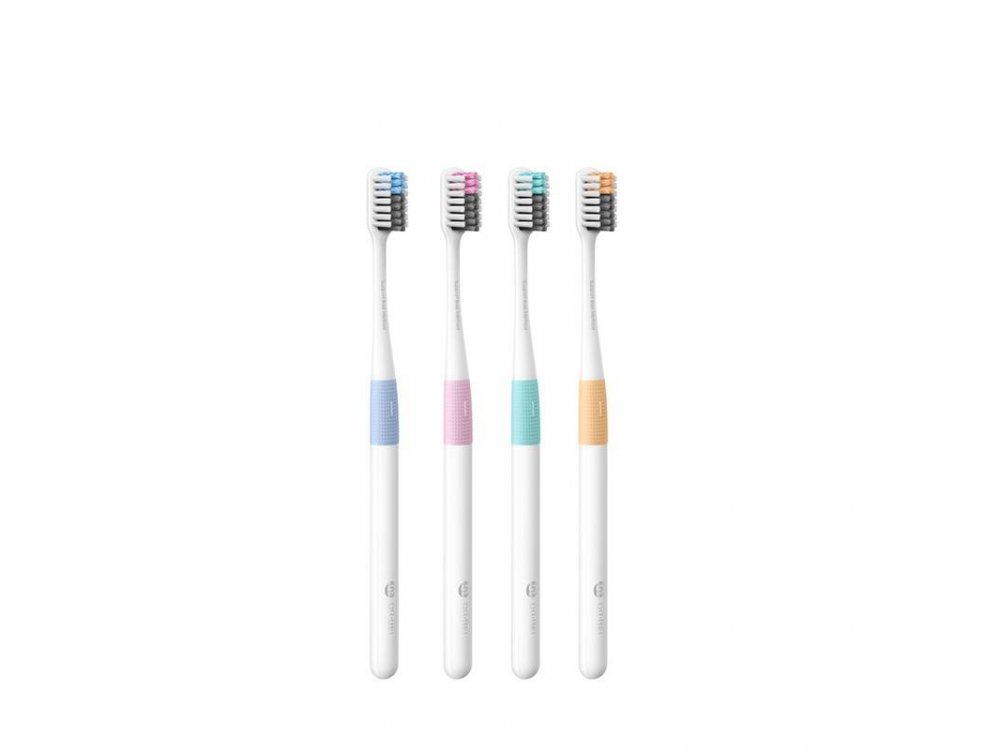 DR.BEI by Xiaomi Toothbrushes with Pedex Fibers, Set of 4 with Travel Case