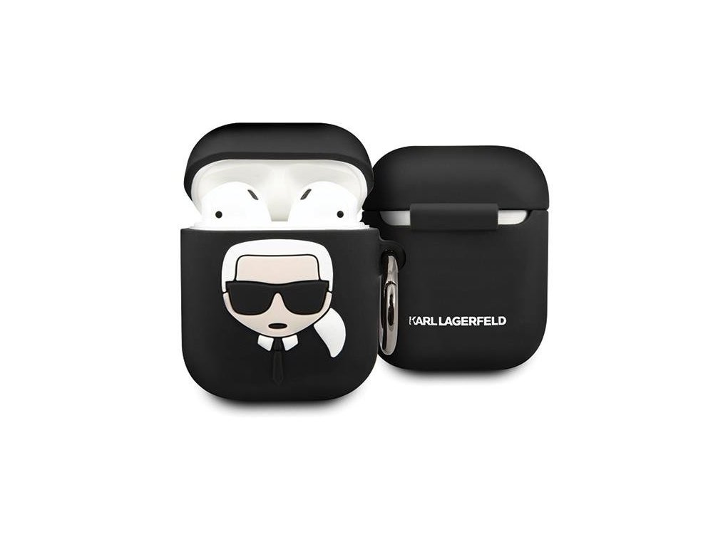 Karl Lagerfeld AirPods Karl's Head Θήκη Σιλικόνης, Μαύρο