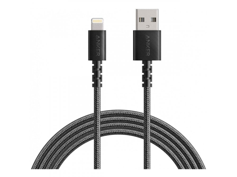 Anker PowerLine Select + 1.8μ. Lightning cable for Apple iPhone / iPad / iPod MFi, with Nylon Weave, Black - A8013H11