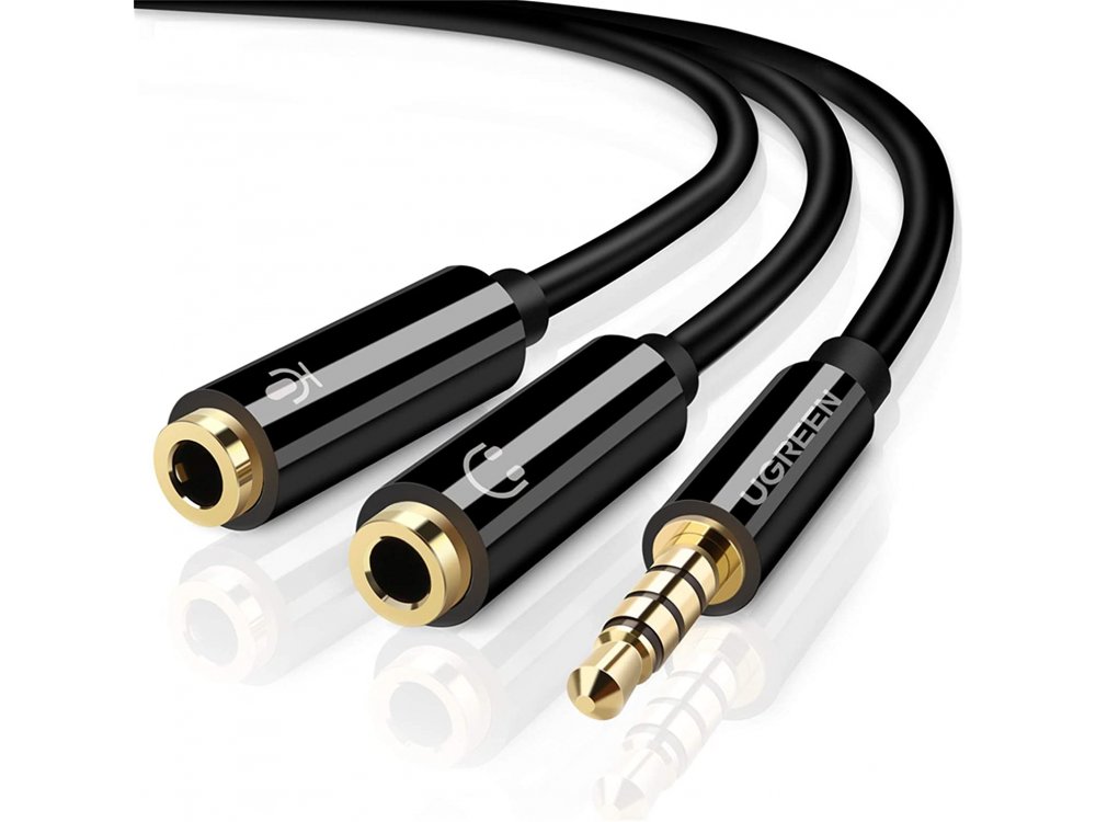 Ugreen 3.5mm Male to 2 * 3.5mm Female Auxiliary Stereo Y Headset / Microphone Splitter Audio Cable 20cm - 30620