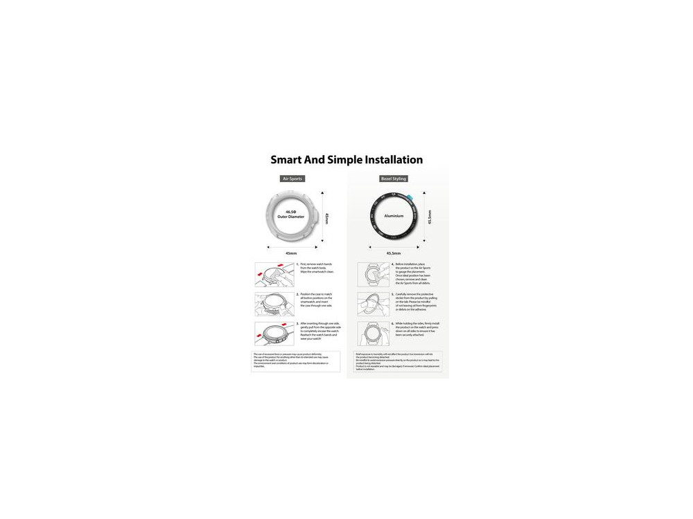 Ringke Galaxy Watch 3 45mm Air Sports + Bezel Styling Aluminum Combo Pack, Matte Clear