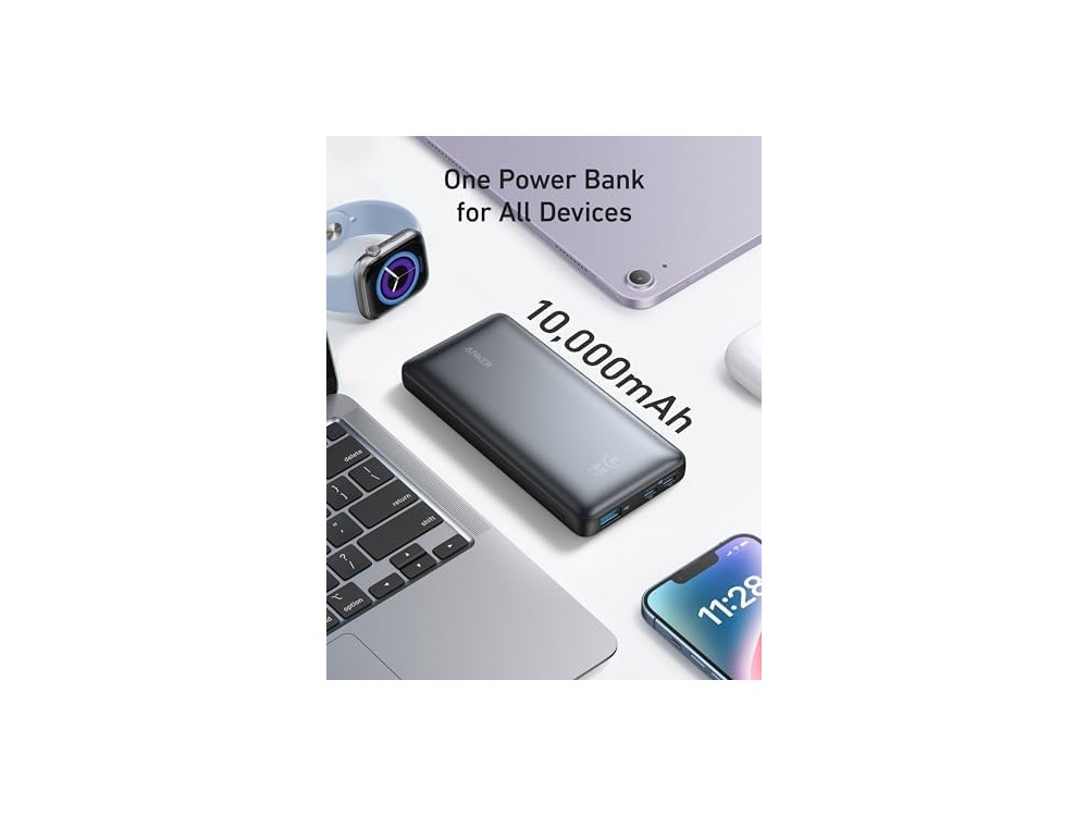 Anker 533 PowerCore 10K 25W USB-C Power Bank 10.000mAh με Power Delivery & Power IQ 3.0, Μαύρο