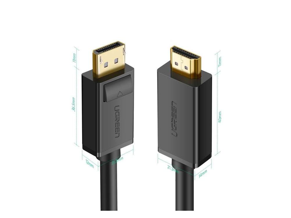 Ugreen DisplayPort Cable 4K@60Hz, 1.5m. Black