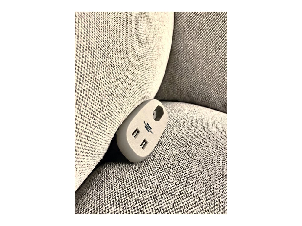 Brennenstuhl Estilo Sofa Socket, Πρίζα με σύστημα τοποθέτησης σε Καναπέ & 2 Θύρες Φόρτισης USB, 3Μ Καλώδιο & Γωνιακό Flat Βύσμα