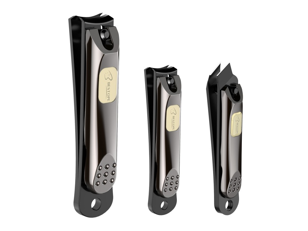 BESTOPE Nail Clippers, Set of 3, Sharp Nail Trimmer Pedicure and Manicure, Stainless Steel, with Metal Case - HZ137