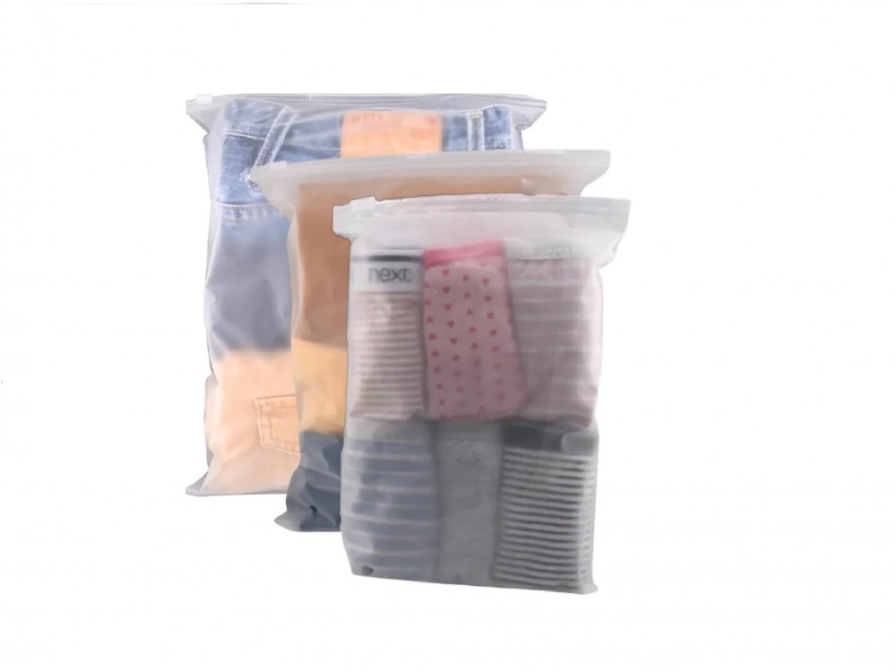 AJ 3-Pack Zip Lock Bags, Storage Bags / Travel Cases, Set of 3pcs in 3 Sizes (S+L+XL), Frosted