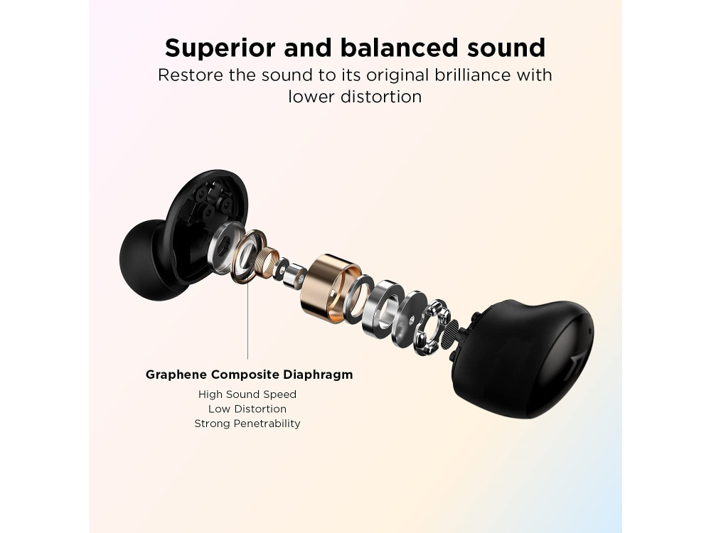 1MORE ColorBuds 2 Noise Cancelling Bluetooth 5.2 Ακουστικά TWS με CVC 8.0 Mic, Υποστήριξη aptX / AAC & Wireless Charging, Black