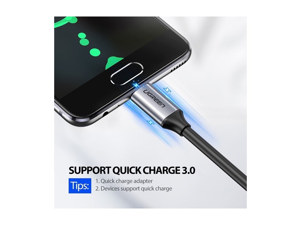 Ugreen USB-C σε USB-C 3.1 Gen1 Καλώδιο 1,5μ. με Επαφές Αλουμινίου - 50751, Μαύρο