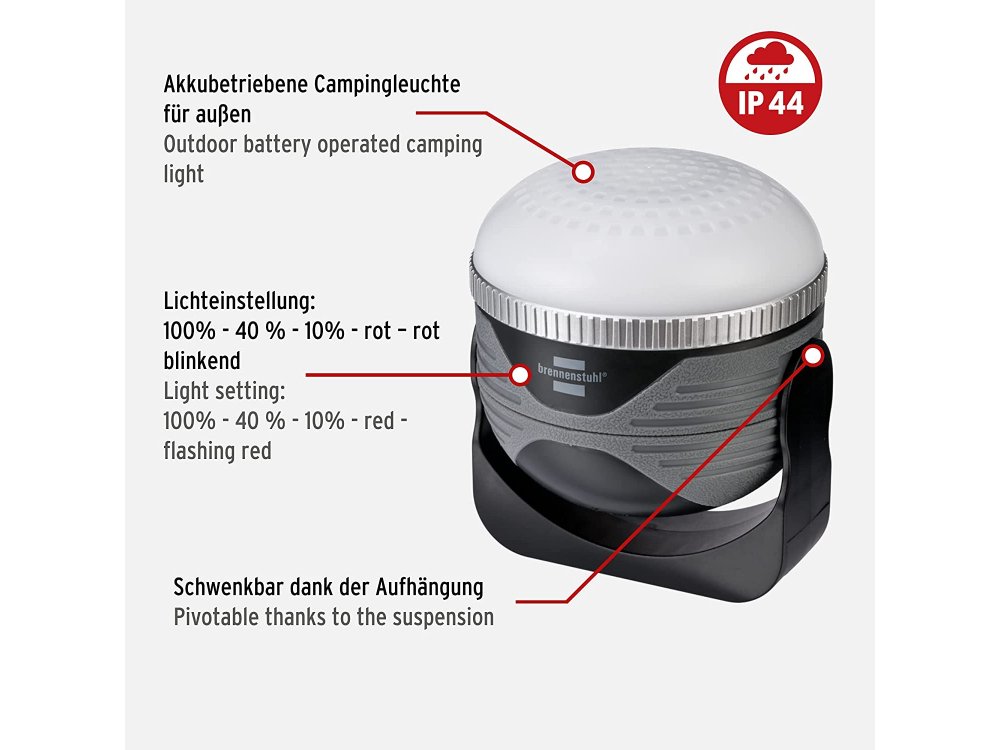 Brennenstuhl OLI 310 AB LED Outdoor Light, Φακός / Φανάρι Φωτισμού Εξωτερικού Χώρου & Camping, Επαναφορτιζόμενος + BT Ηχείο 3W
