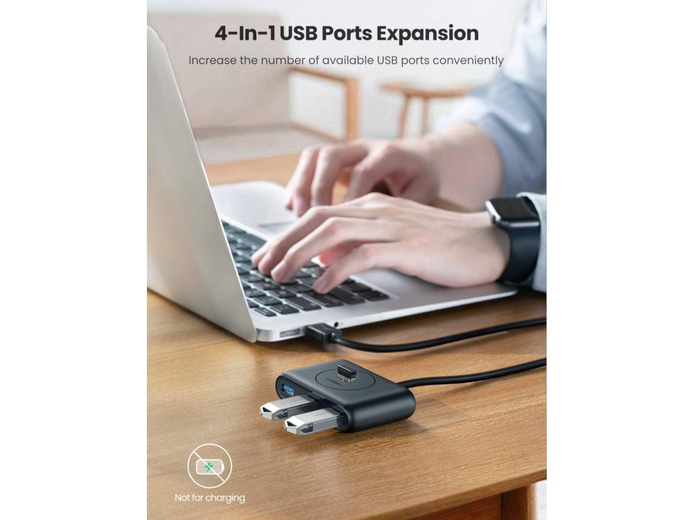 Ugreen Slim USB 3.0 4 Port Data Hub, με καλώδιο 1μ. - 20291