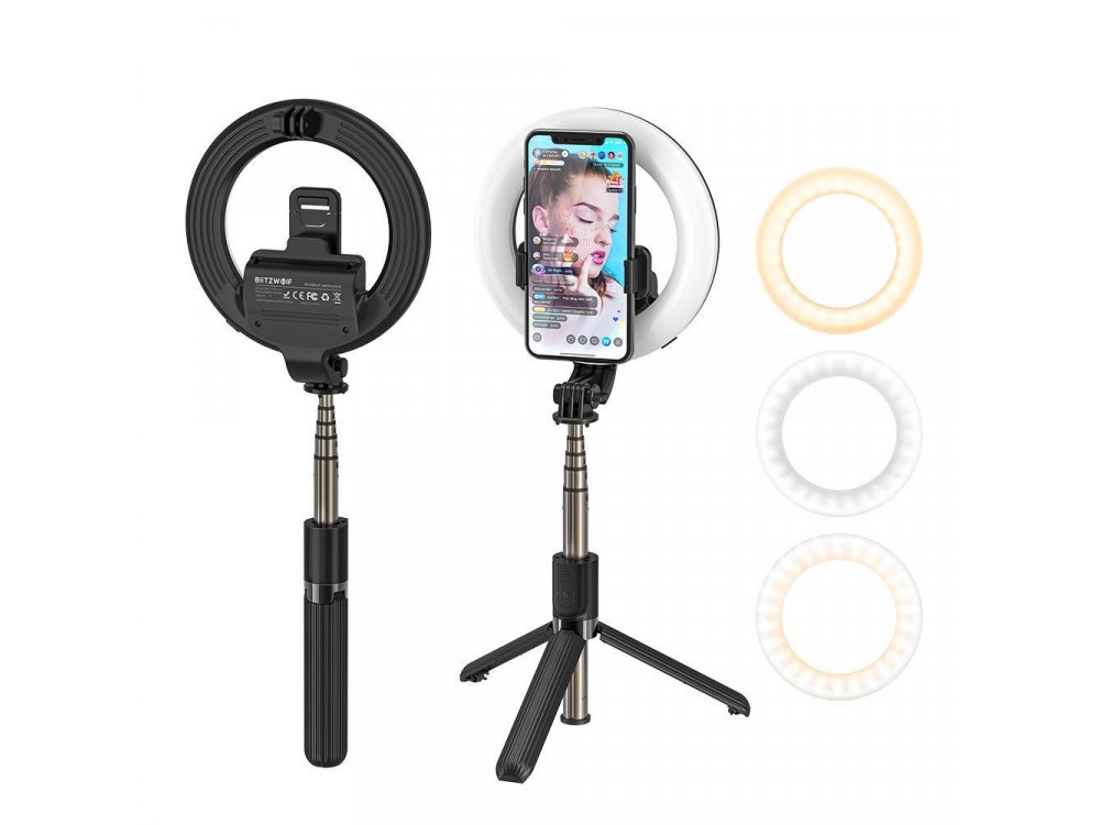 BlitzWolf BW-BS8 Pro Selfie Stick & Τρίποδο με Ring Light & Remote