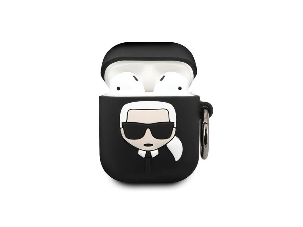 Karl Lagerfeld AirPods Karl's Head Silicone Case, Black