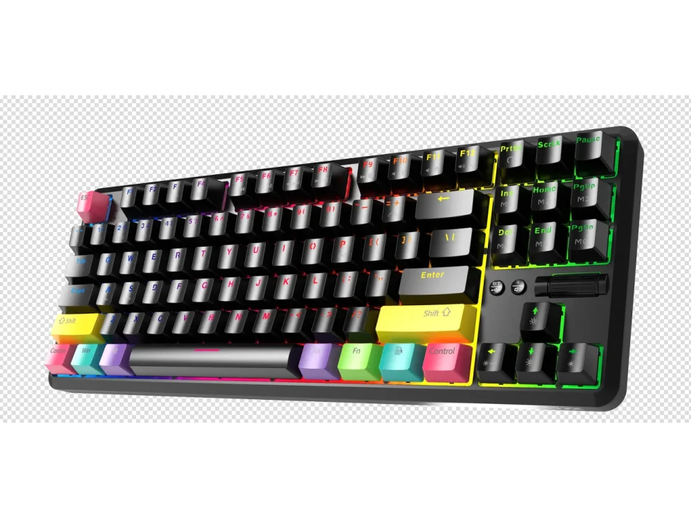 Ajazz K870T Ασύρματο Μηχανικό RGB Πληκτρολόγιο, Bluetooth Gaming Keyboard με Brown Switches, Tenkeyless, Μαύρο