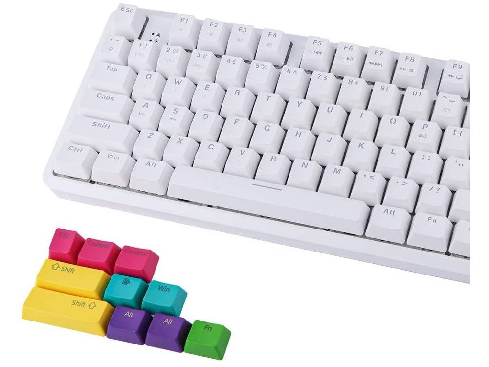 Ajazz K870T Wireless Mechanical RGB Keyboard, Bluetooth with Red Switches, Tenkeyless, White