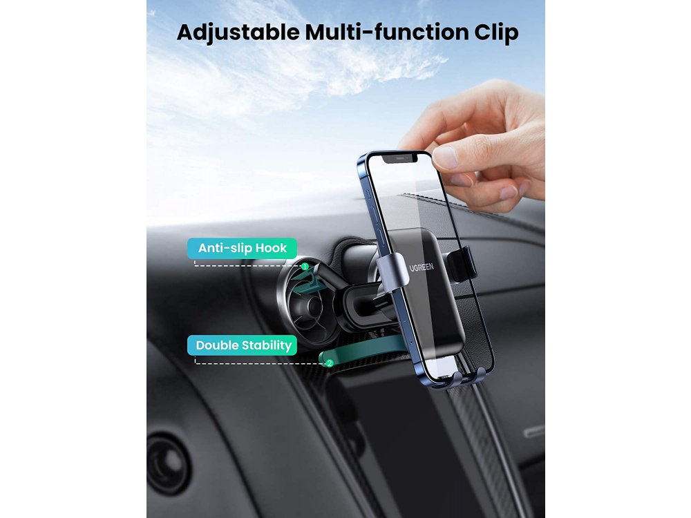 Ugreen Gravity Βάση Αυτοκινήτου αεραγωγού για Smartphone, Gravity Air Vent hook Universal 4.7"-7.0" - 30401, Black