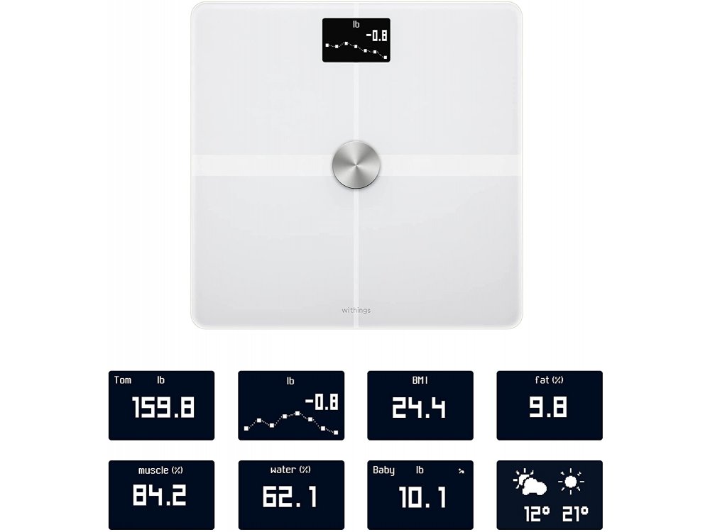 Withings Body +, Smart Scale, Fat Meter, Body Mass Index with Fitness APP via Bluetooth & WiFi, White - WBS05-WHT
