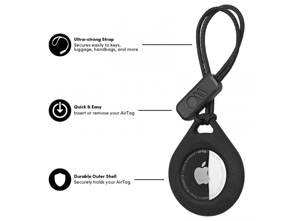 Case-Mate AirTag Loop, Holder / Case for Apple AirTags, with Strap, Black