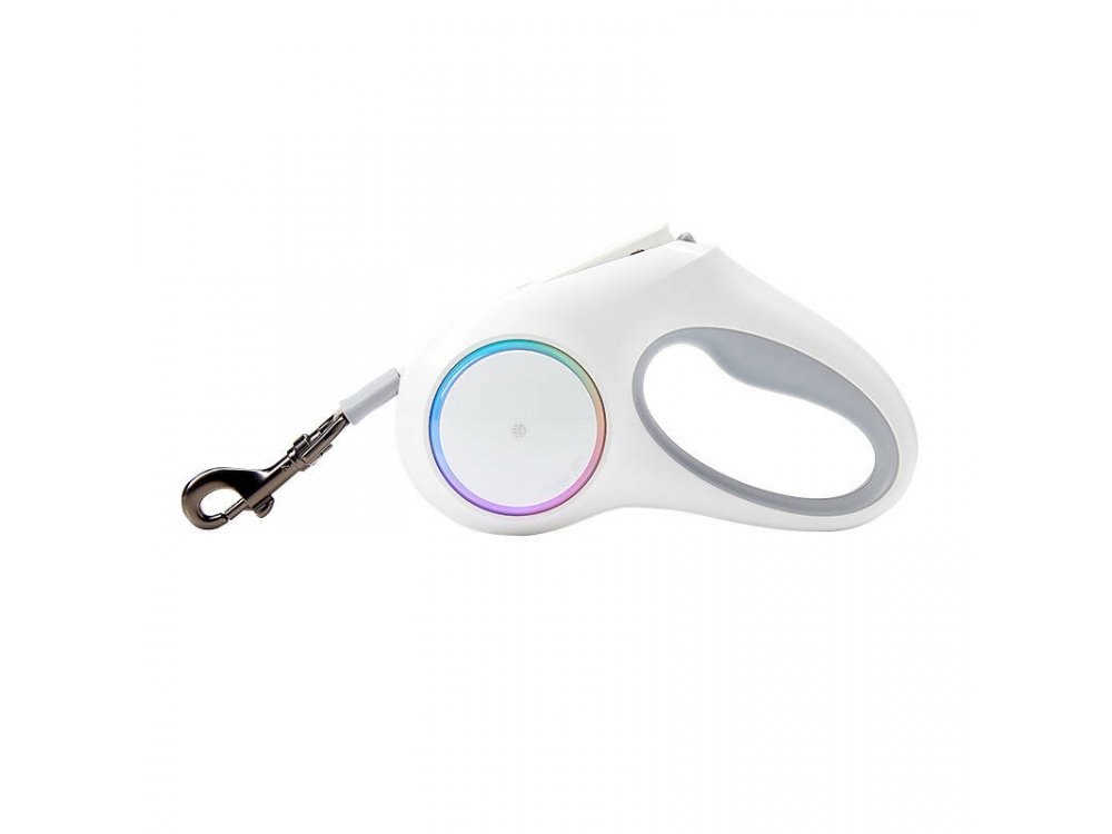 PetKit Go Shine Retractable Lead RGB LED, Illuminated Leash / Dog Guide Belt 4.5m to 30kg, White