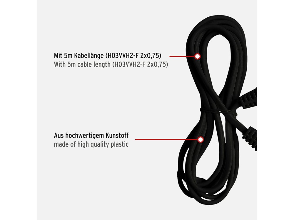 Brennenstuhl Balanteza 5m. Power Cable Extension, Extension Cable 2x0.75mm², Black