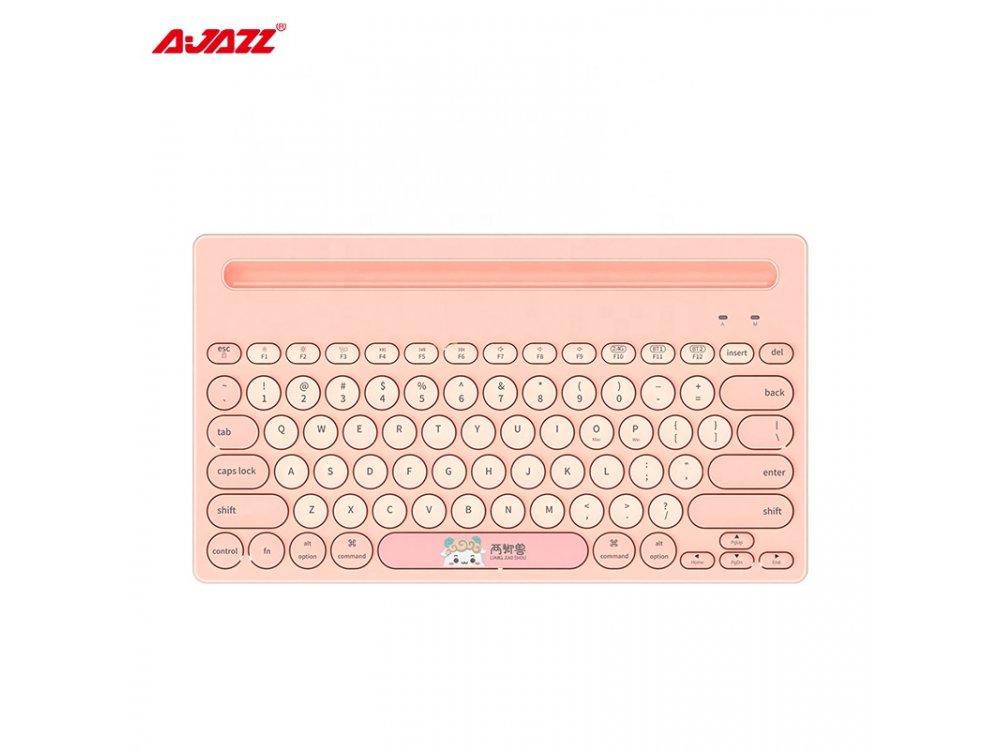 Ajazz 320i Ultra Compact Slim Profile Bluetooth Keyboard Multi-Device with Tablet / Smartphone Placement & Mouse Pad, Pink