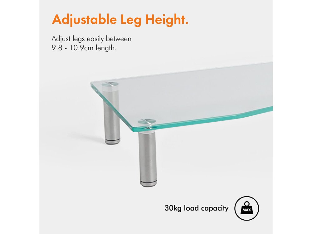 VonHaus Screen Stand Curved Glass, Adjustable Height, XL 100X26cm - 3000107