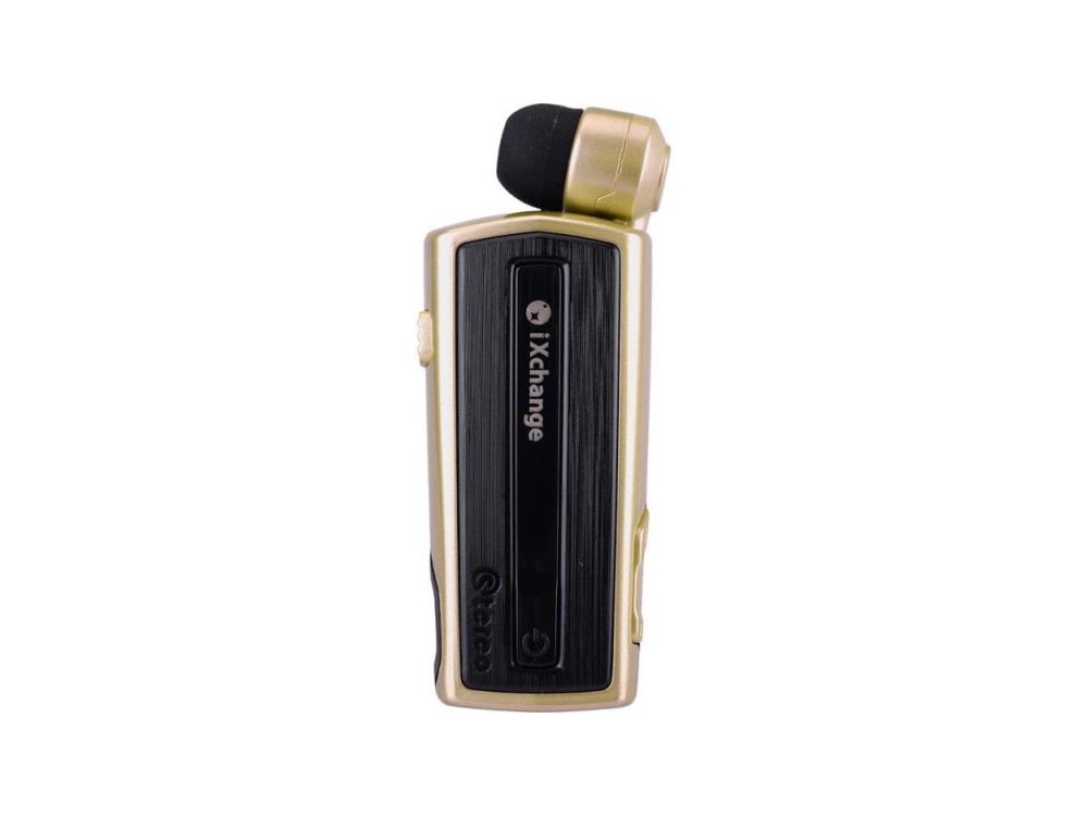 iXchange UA28 In-ear Bluetooth Handsfree Ακουστικό Πέτου, Retractable, Gold
