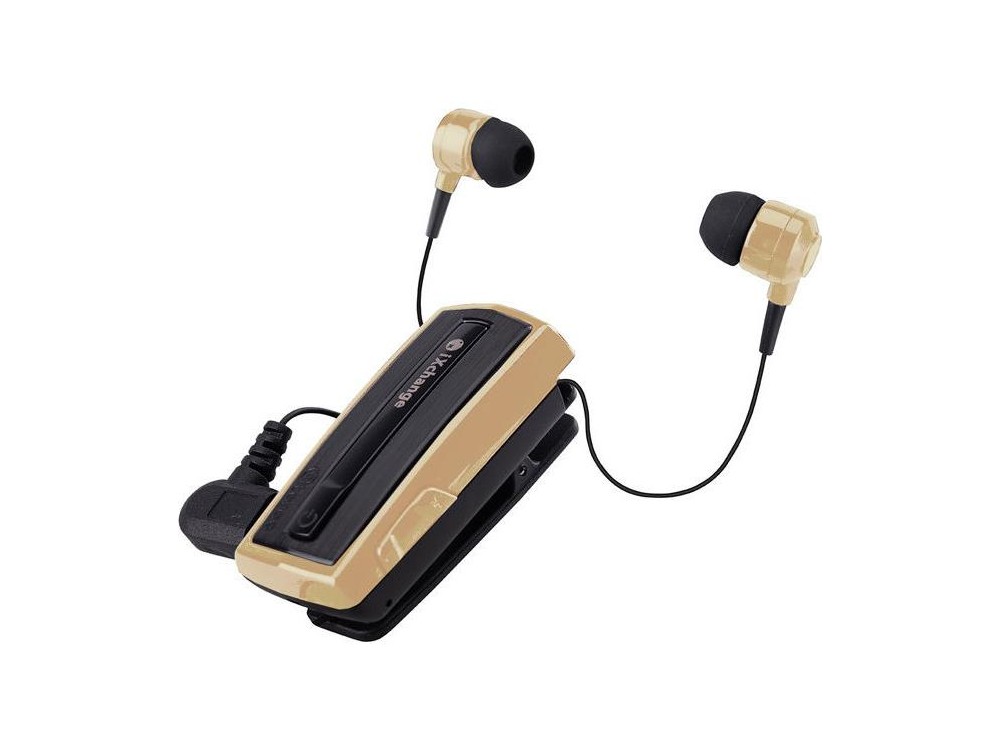 iXchange UA28 In-ear Bluetooth Handsfree Ακουστικό Πέτου, Retractable, Gold