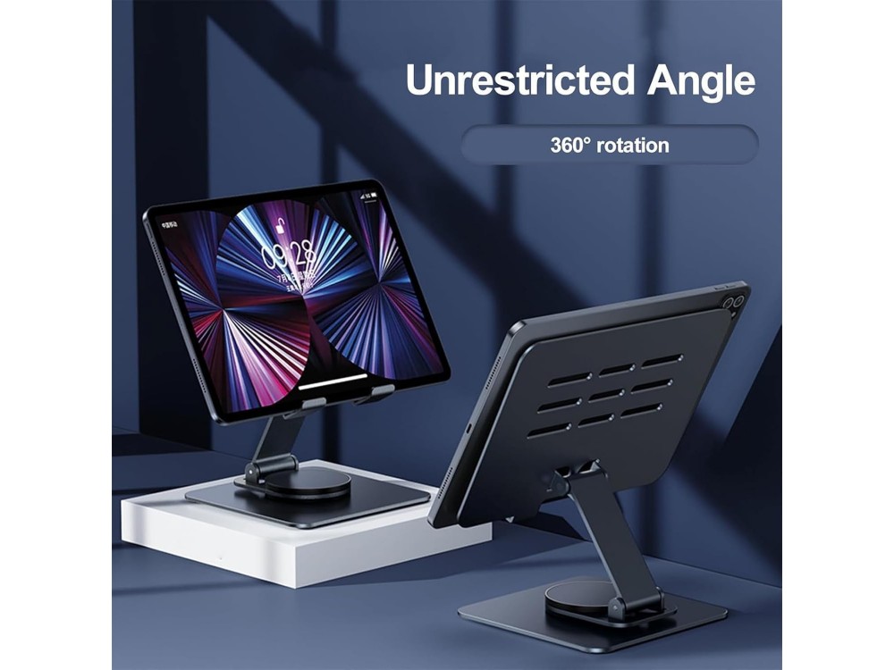 AJ Ergonomic Folding Βάση / Stand Aluminum Laptop / Tablet Ρυθμιζόμενη 360° Riser για συσκευές έως 12", Silver
