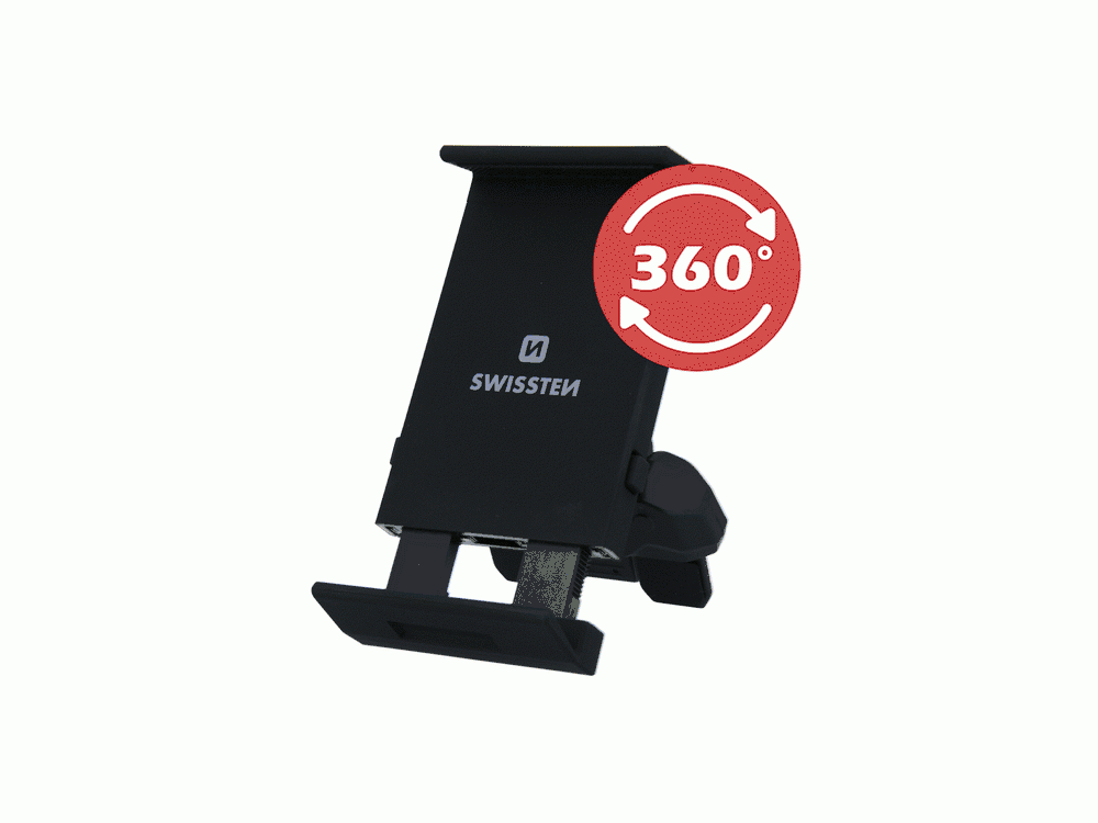 Swissten S-GRIP T1-CD1 Mobile and Tablet Holder, Fits Car CD, with Adjustable Hooks, Black