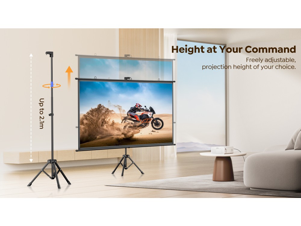 Yaber YS-84D Projector Screen 84'', 177x124cm, 16:9 Floor Projector Screen with Tripod - OPEN PACKAGE
